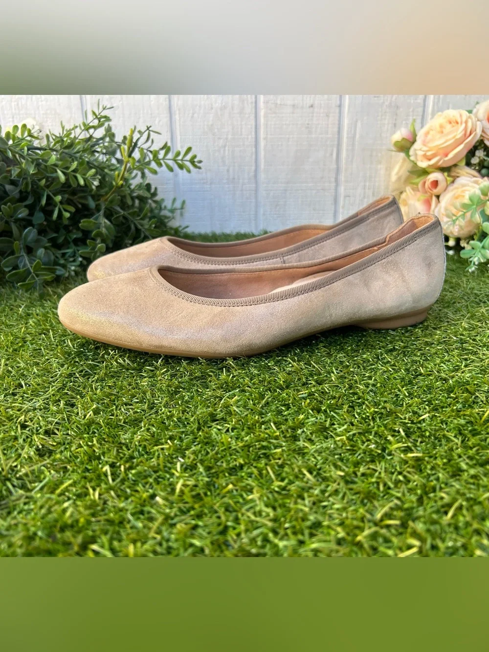 Paul Green Ursula Ballet Flat In Cashmere Suede Metallic women size US 9 $398